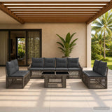 vidaXL Tuinbank Set 9 st Zwart en Crème Wit poly rattan