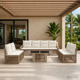 vidaXL Tuinbank Set 9 st Zwart en Crème Wit poly rattan
