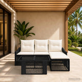 vidaXL Tuinbank Set 5 st Zwart en Crème Wit poly rattan