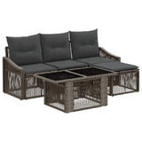 vidaXL Tuinbank Set 5 st Zwart en Crème Wit poly rattan