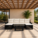 vidaXL Tuinbank Set 6 st Zwart en Crème Wit poly rattan