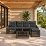 vidaXL Tuinbank Set 6 st Zwart en Crème Wit poly rattan