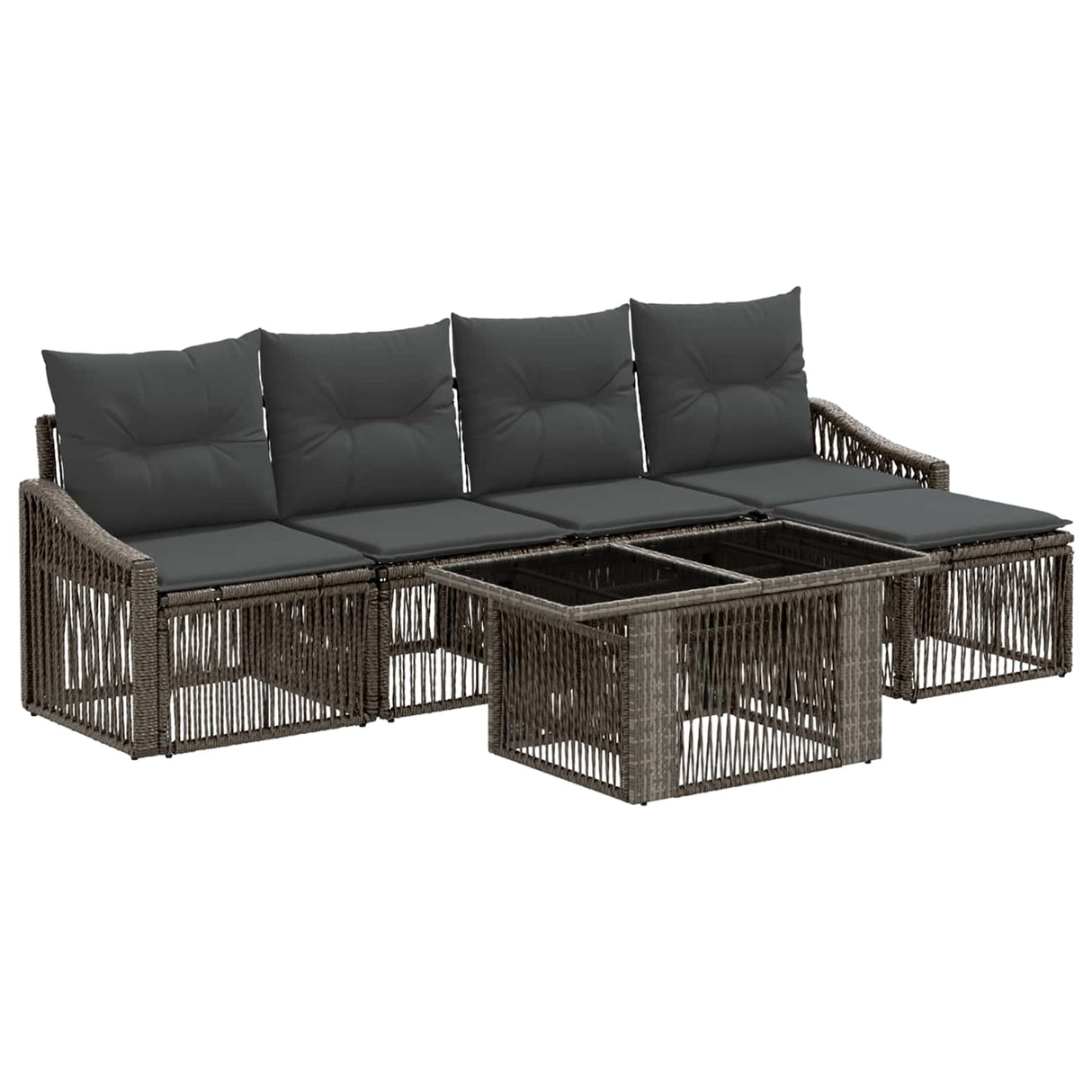 vidaXL Tuinbank Set 6 st Zwart en Crème Wit poly rattan