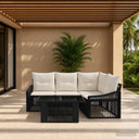 vidaXL Tuinbank Set 5 st Zwart en Crème Wit poly rattan