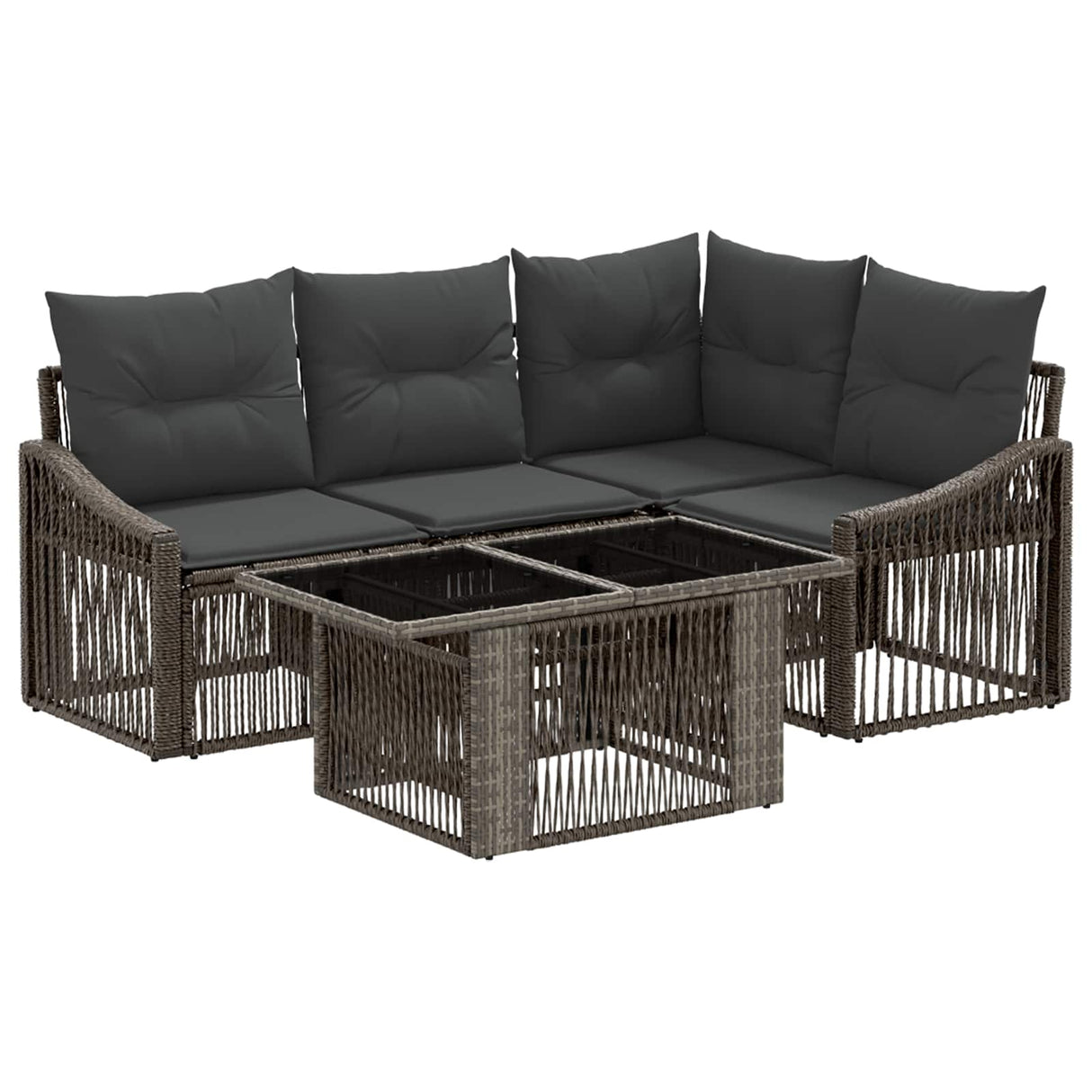 vidaXL Tuinbank Set 5 st Zwart en Crème Wit poly rattan