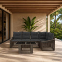 vidaXL Tuinbank Set 6 st Zwart en Crème Wit poly rattan