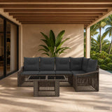 vidaXL Tuinbank Set 6 st Zwart en Crème Wit poly rattan