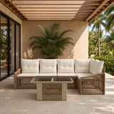 vidaXL Tuinbank Set 6 st Zwart en Crème Wit poly rattan