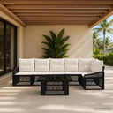 vidaXL Tuinbank Set 7 st Zwart en Crème Wit poly rattan