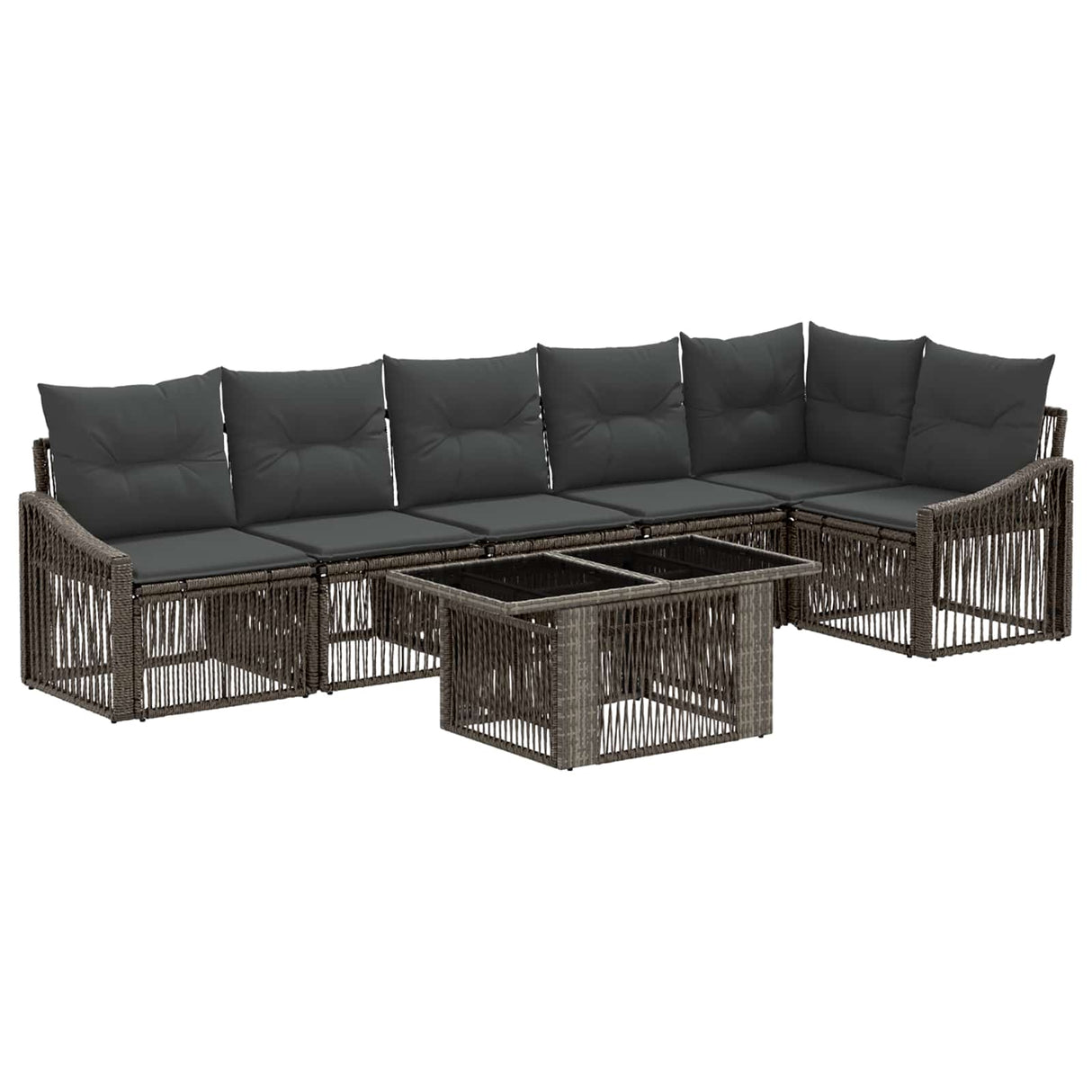vidaXL Tuinbank Set 7 st Zwart en Crème Wit poly rattan