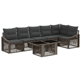 vidaXL Tuinbank Set 7 st Zwart en Crème Wit poly rattan