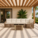 vidaXL Tuinbank Set 7 st Zwart en Crème Wit poly rattan