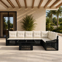 vidaXL Garden Bench Set 8 pcs Black and Cream White poly rattan
