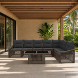 vidaXL Garden Bench Set 8 pcs Black and Cream White poly rattan