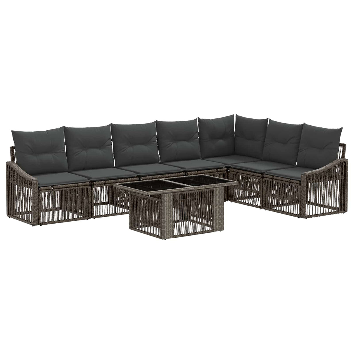 vidaXL Garden Bench Set 8 pcs Black and Cream White poly rattan