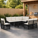 vidaXL Tuinbank Set 9 st Zwart en Crème Wit poly rattan