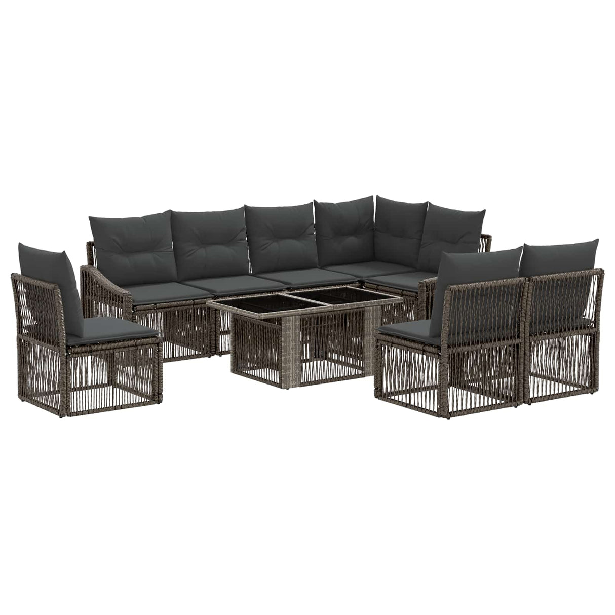 vidaXL Tuinbank Set 9 st Zwart en Crème Wit poly rattan