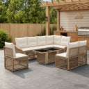 vidaXL Tuinbank Set 9 st Zwart en Crème Wit poly rattan