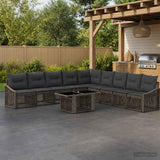 vidaXL Tuinbank Set 10 st Zwart en Crème Wit poly rattan