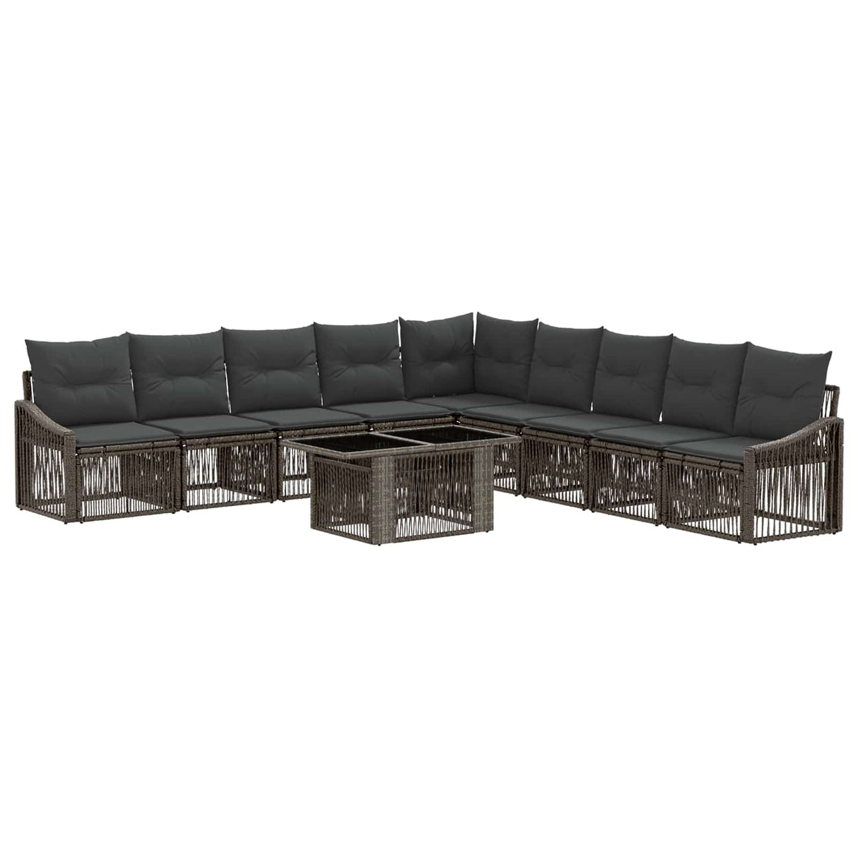 vidaXL Tuinbank Set 10 st Zwart en Crème Wit poly rattan