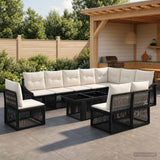 vidaXL Tuinbank Set 11 st Zwart en Crème Wit poly rattan