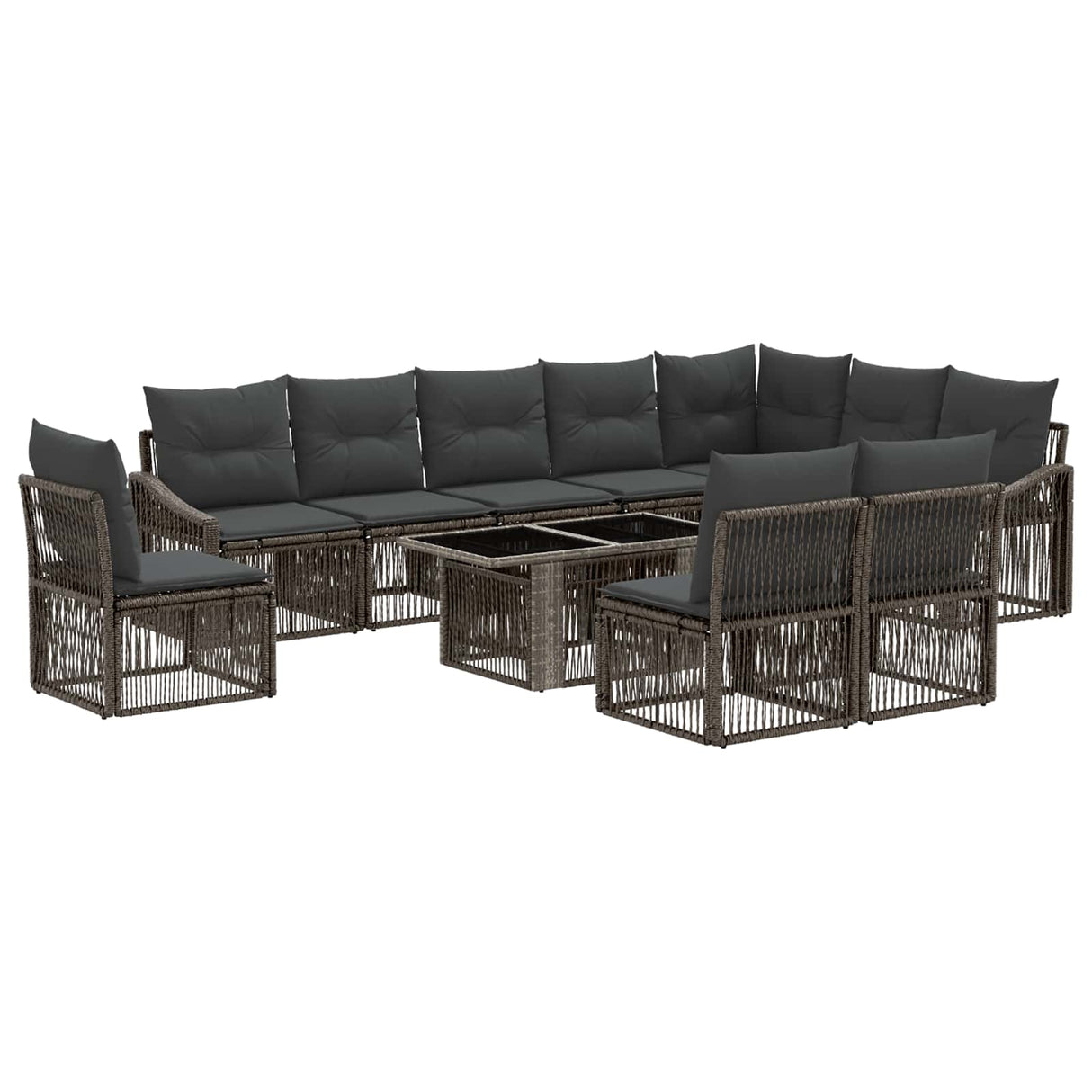 vidaXL Tuinbank Set 11 st Zwart en Crème Wit poly rattan