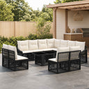 vidaXL Tuinbank Set 12 st Zwart en Crème Wit poly rattan