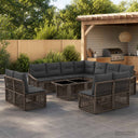 vidaXL Tuinbank Set 12 st Zwart en Crème Wit poly rattan