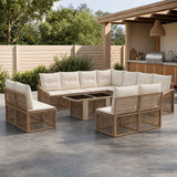 vidaXL Tuinbank Set 12 st Zwart en Crème Wit poly rattan