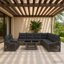 vidaXL Tuinbank Set 10 st Zwart en Crème Wit poly rattan