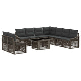vidaXL Tuinbank Set 10 st Zwart en Crème Wit poly rattan