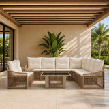 vidaXL Tuinbank Set 10 st Zwart en Crème Wit poly rattan