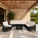 vidaXL Tuinbank Set 11 st Zwart en Crème Wit poly rattan