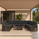vidaXL Tuinbank Set 11 st Zwart en Crème Wit poly rattan