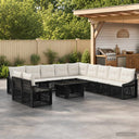 vidaXL Tuinbank Set 12 st Zwart en Crème Wit poly rattan
