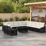 vidaXL Tuinbank Set 12 st Zwart en Crème Wit poly rattan