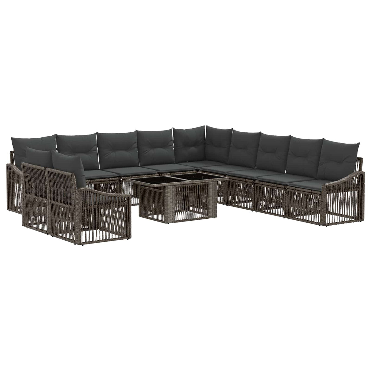 vidaXL Tuinbank Set 12 st Zwart en Crème Wit poly rattan
