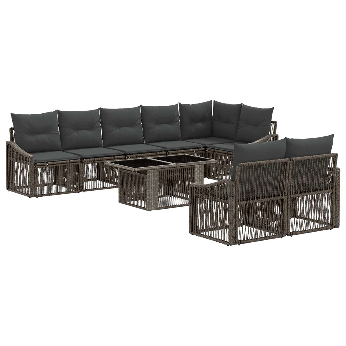 vidaXL Tuinbank Set 9 st Zwart en Crème Wit poly rattan
