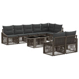vidaXL Tuinbank Set 9 st Zwart en Crème Wit poly rattan