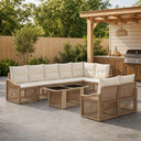 vidaXL Tuinbank Set 9 st Zwart en Crème Wit poly rattan