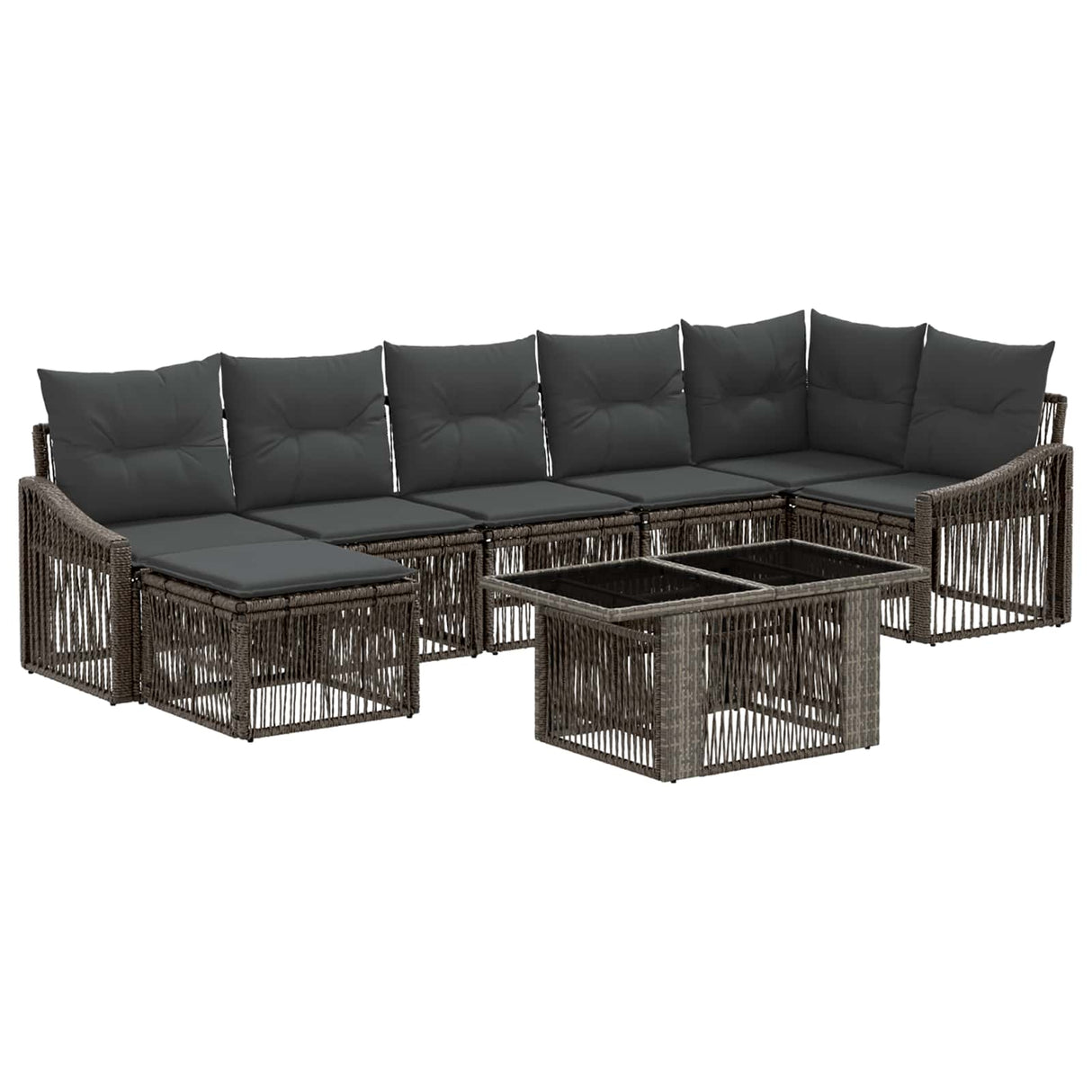 vidaXL Tuinbank Set 8 st Zwart en Crème Wit poly rattan