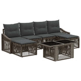vidaXL Tuinbank Set 7 st Zwart en Crème Wit poly rattan