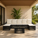 vidaXL Tuinbank Set 8 st Zwart en Crème Wit poly rattan