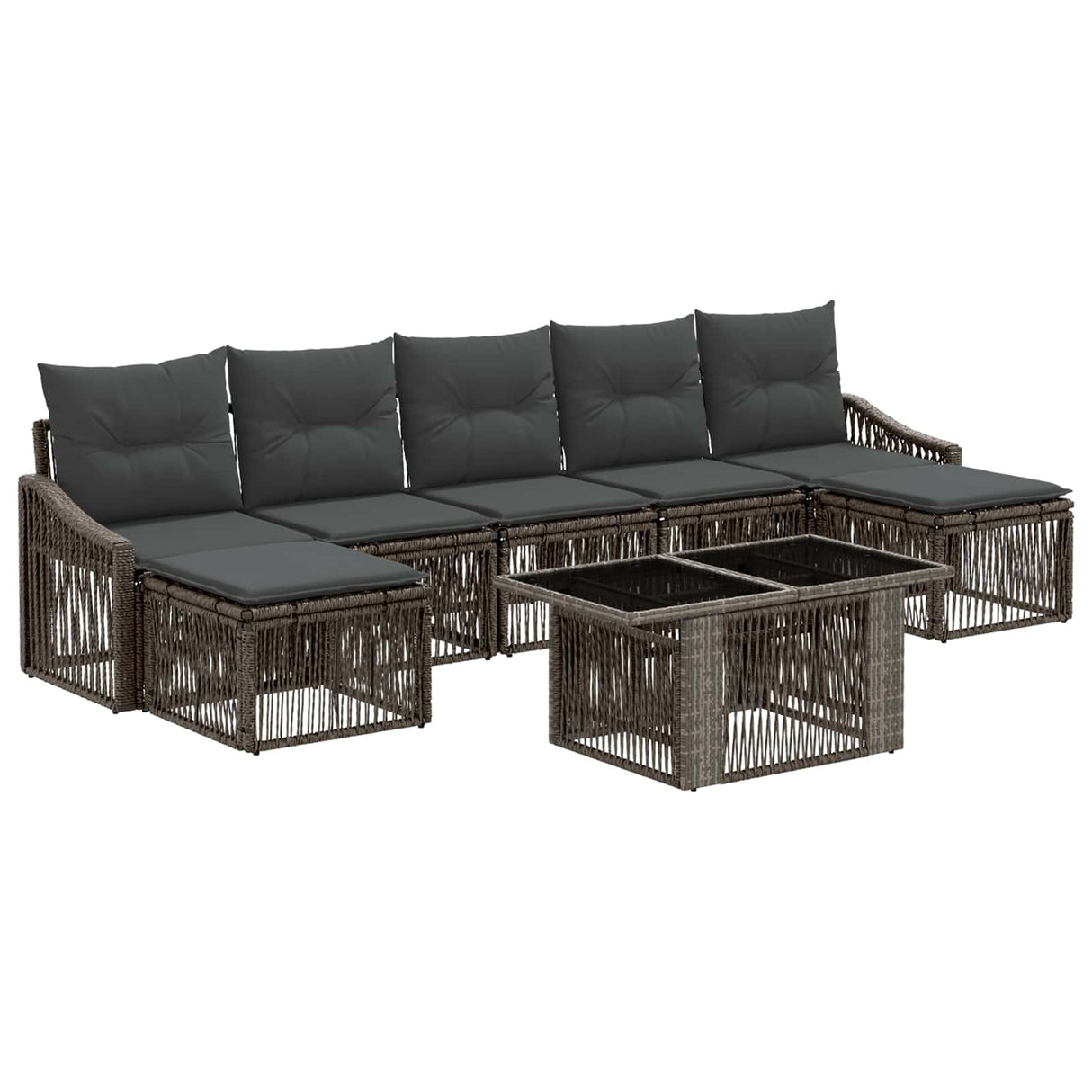 vidaXL Tuinbank Set 8 st Zwart en Crème Wit poly rattan
