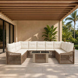 vidaXL Tuinbank Set 10 st Zwart en Crème Wit poly rattan