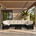 vidaXL Garden Lounge Set 11 Pieces Black and Cream White Poly Rattan