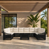 vidaXL Garden Lounge Set 11 Pieces Black and Cream White Poly Rattan