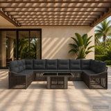 vidaXL Garden Lounge Set 11 Pieces Black and Cream White Poly Rattan