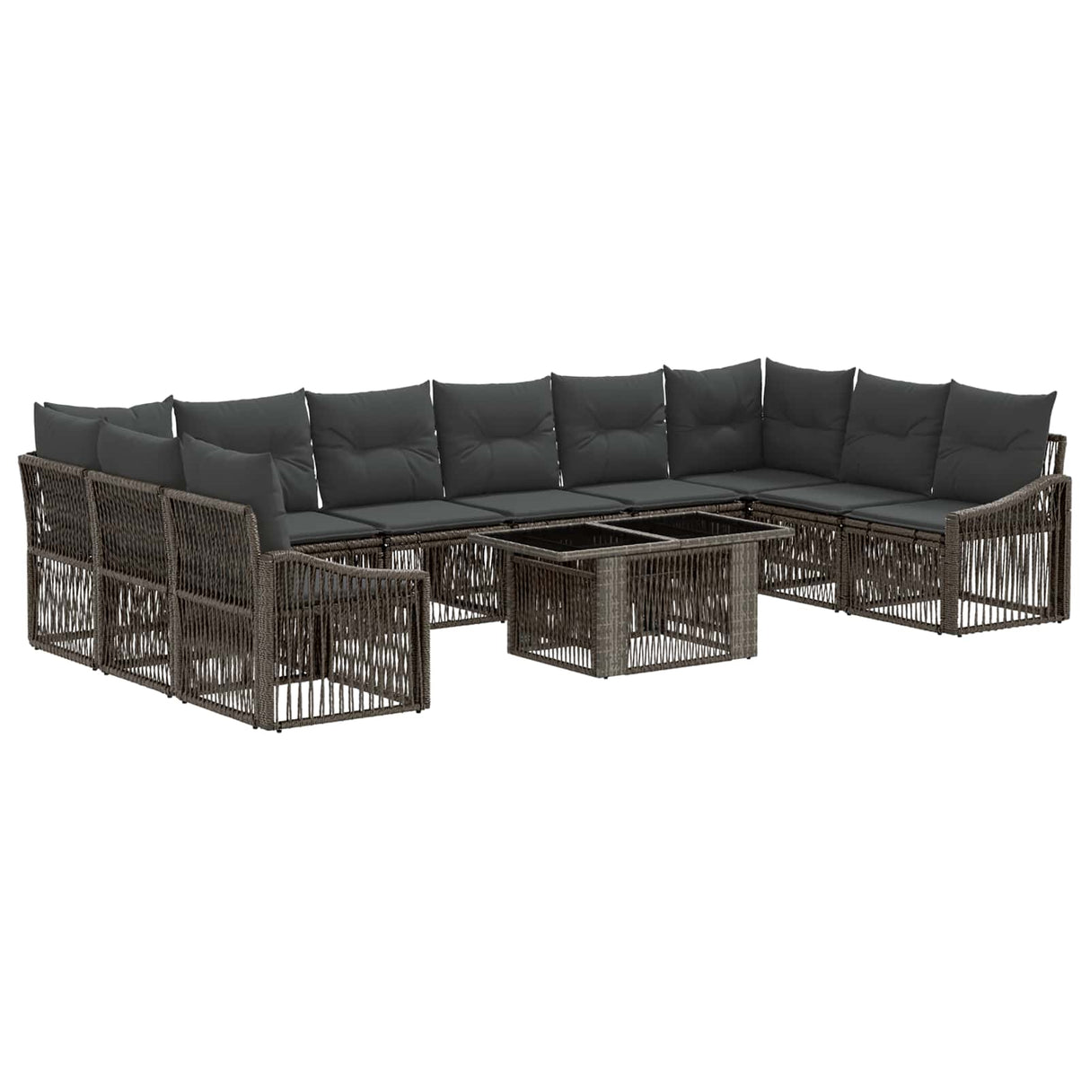 vidaXL Garden Lounge Set 11 Pieces Black and Cream White Poly Rattan