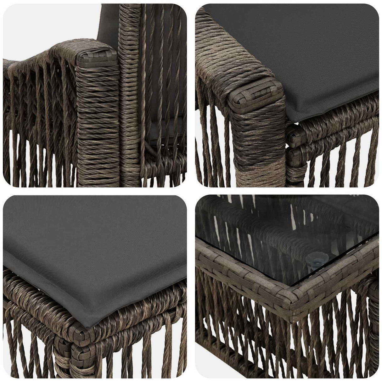 vidaXL Garden Lounge Set 11 Pieces Black and Cream White Poly Rattan